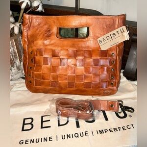 NWT Bed Stu Orchid Leather Satchel Handbag Crossbody Bag Cognac Dip Dye MSRP 280